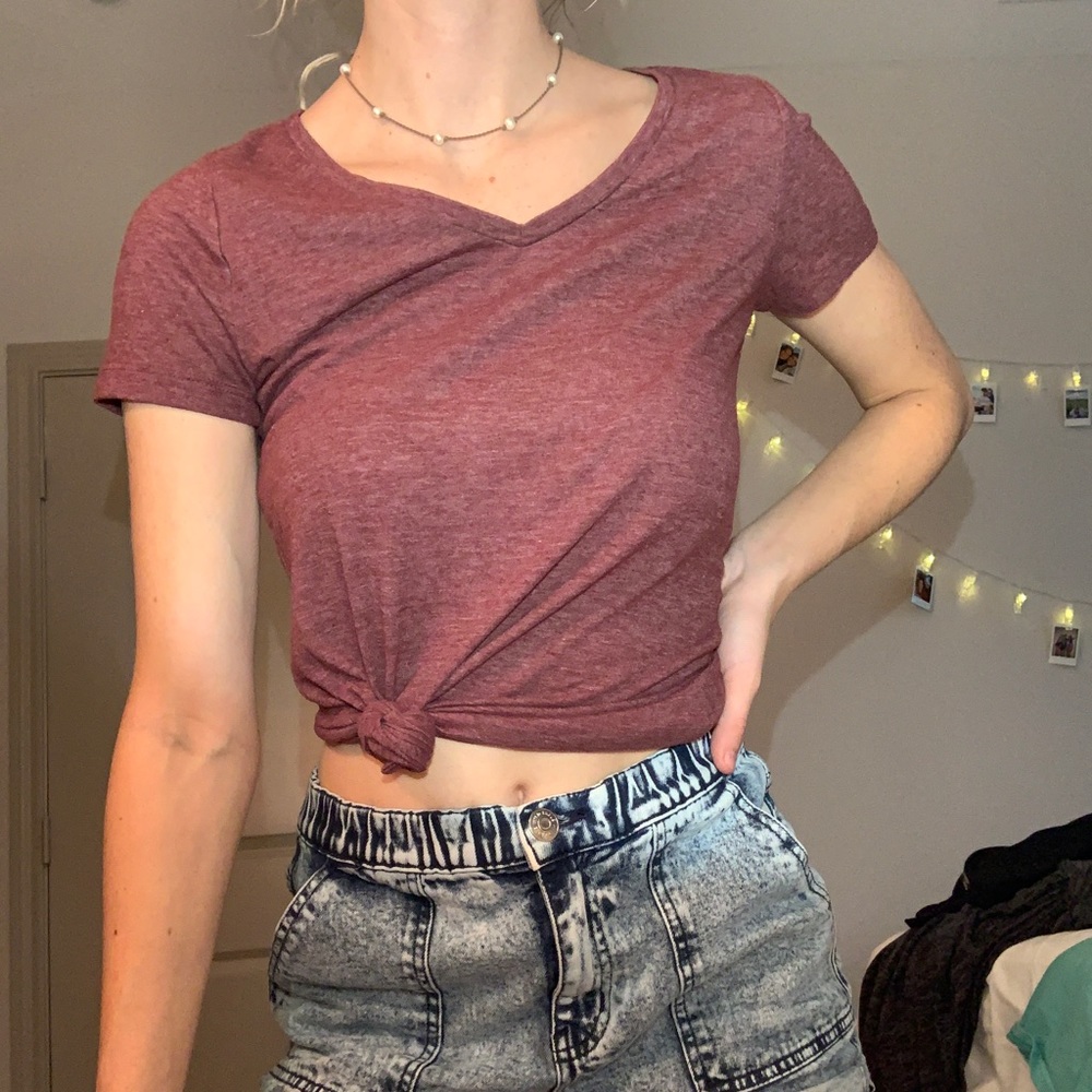 Maroon V-Neck tee